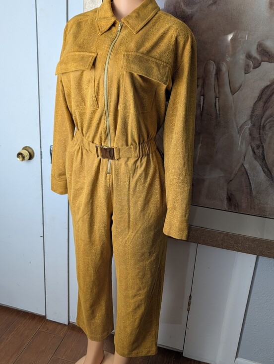 Apt. 9 Pants - Cara Santana x Apt. 9 utility jumpsuit Mustard Jumpsuit with Belted Waist Sz M